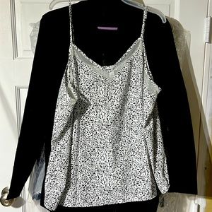 Nine West Black and White Tank Top with lace ~ Never worn